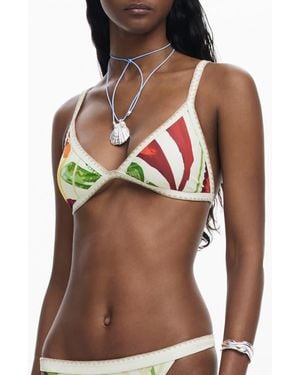 Desigual Crochet Trim Bikini Top - Brown