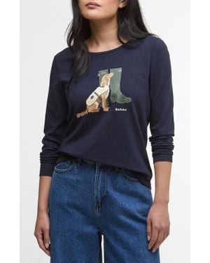 Barbour Hedley Long Sleeve Cotton Graphic T-Shirt - Blue