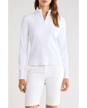 G/FORE Rib Knit Quarter Zip Golf Top - White