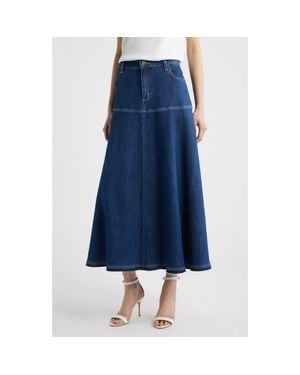Kobi Halperin Ysabelle Raw Release Hem Denim Skirt - Blue