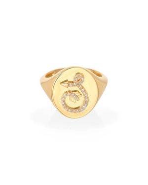 Adina Reyter Pavé Diamond Initial Signet Ring - White