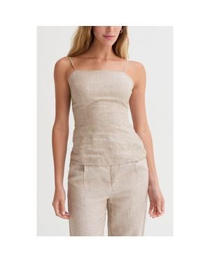 Crescent Sleeveless Linen Top - Natural