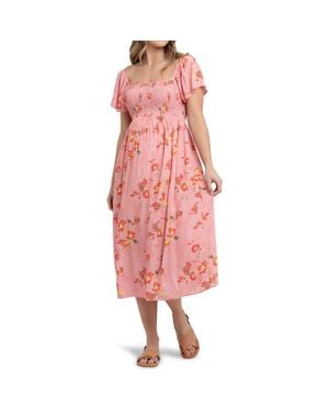 Ripe Maternity Libby Floral Print Smocked Maternity Dress - Pink