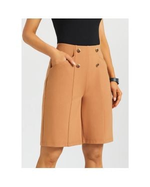 Betabrand Atlantic Wide Leg Bermuda Shorts Stretch Ponte - Multicolor