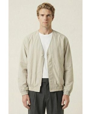 Modenaire Lightweight Elastic Hem Bomber Jacket - Gray