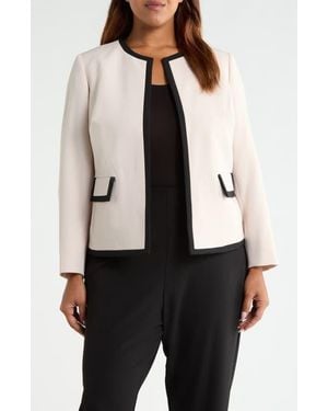 Kasper Framed Open Front Stretch Crepe Jacket - Natural