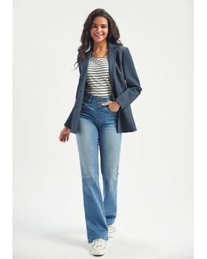 Betabrand Signature Mid Rise Stretch Denim Bootcut Jeans - Blue