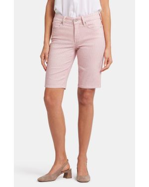 NYDJ Briella Stripe Denim Bermuda Shorts - Pink