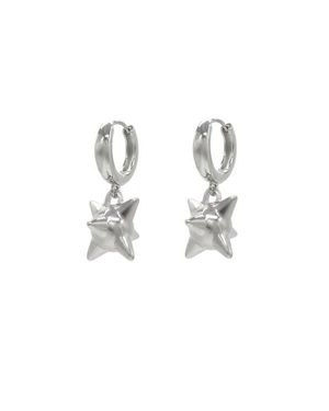 Velvet Luna Steel Spiked Ball Huggie Earrings - Metallic