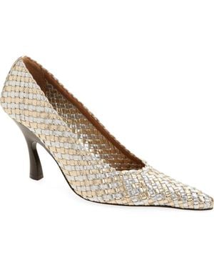 Stella McCartney Elsa Woven Pointed Toe Pump - Metallic