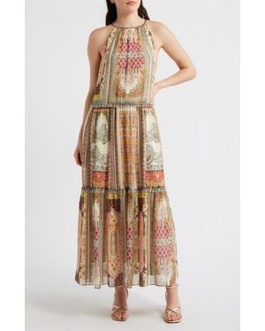 Tahari Aurora Sleeveless Tiered Dress - Natural