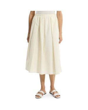 Theory Pleated Organic Cotton Midi Skirt - Natural