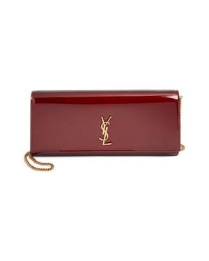 Saint Laurent Kate Patent Leather Clutch On A Chain - Red