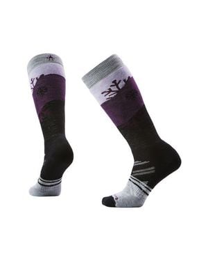 Smartwool Ski Snowpocalypse Pattern Full Cushion Wool Blend Over The Calf Socks - Black