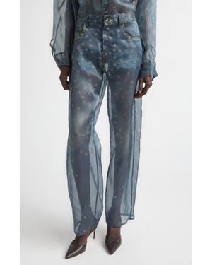 Haikure Bonnie Trompe L'Oeil Organza Straight Leg Pants - Blue