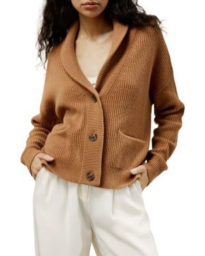 LILYSILK Wool Knit Shawl Collar Cardigan - White