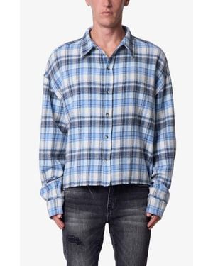 MNML Washed Cropped Flannel Shirt - Blue
