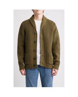 Schott Nyc Donegal Tweed Wool Blend Cardigan - Green