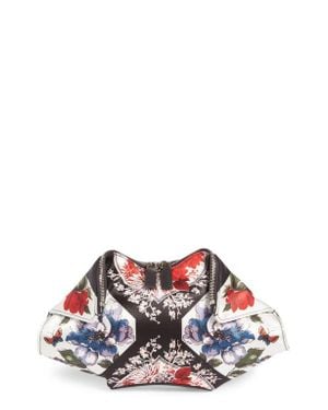 McQueen Alexander Large De Manta Floral Print Leather Clutch - White