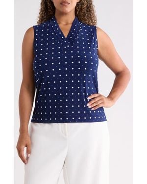 Anne Klein Triple Pleat Sleeveless Top - Blue