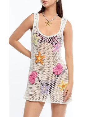 CAPITTANA Patsie Open Stitch Cover-Up Dress - White