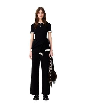 Maje Short-Sleeved Polo Shirt - Black