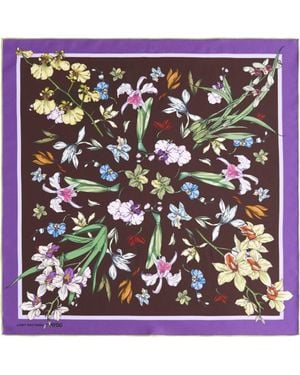 Lost Pattern X Nybg Orchid Symphony Silk Bandana Scarf - Purple