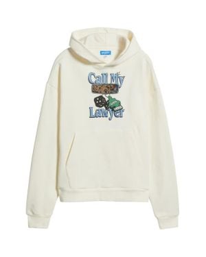 Market Call My Lawyer Graphic Cotton Hoodie - White