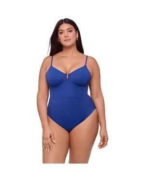S3 Apparel Supportive And Sculpting Corset Underwire One-Piece Swimsuit - Blue