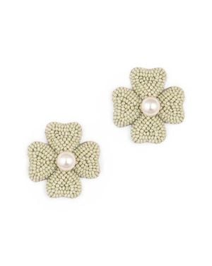Deepa Gurnani Liora Beaded Flower Drop Earrings - White