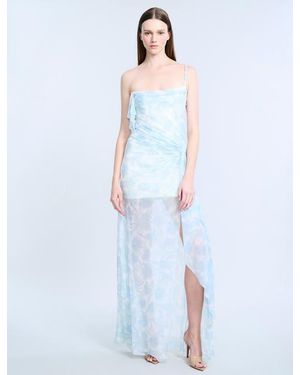 BCBGMAXAZRIA Mesh Sequin Gown - White