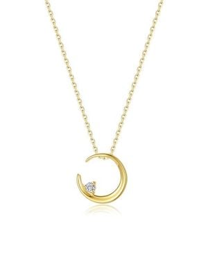 Lafonn Simulated Diamond Crescent Moon Pendant Necklace - Metallic