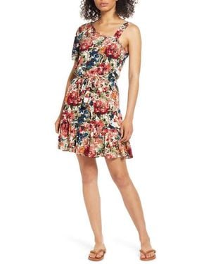 Loveappella Flounce Hem One-Shoulder Dress - Red