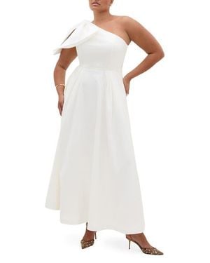 City Chic Captivated One Shoulder Maxi Dress - White