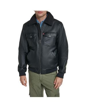 Levi's Faux Leather Bomber Jacket - Black