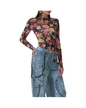 AFRM Kaylee Floral Mesh Top - Blue