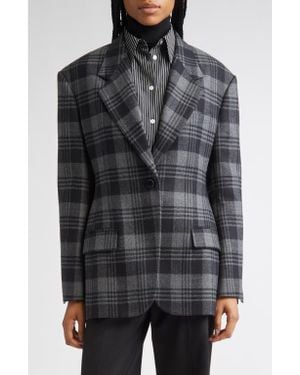Proenza Schouler Daria Plaid Oversize Virgin Wool Blazer - Black