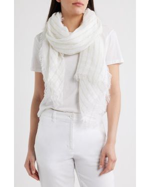 Eileen Fisher Stripe Organic Linen Scarf - White