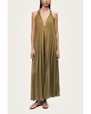 Nocturne Pleated Halter Maxi Dress - Green