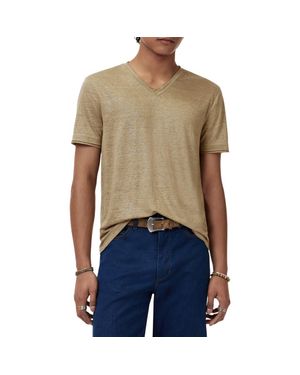 John Varvatos Wooster Slim Fit V-Neck Burnout Linen T-Shirt - Blue