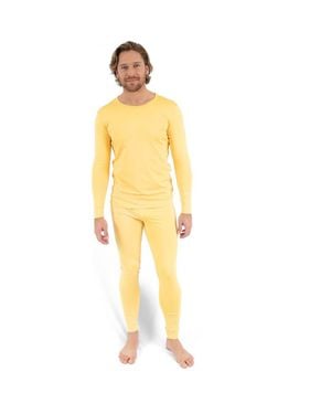 Leveret Two-Piece Thermal Long Sleeve Solid Pajamas - Yellow