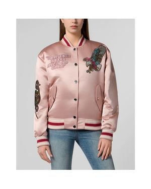 Philipp Plein Oversized Bomber Patches Strass - Red