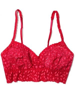 Hanky Panky Cross Dye Retro Lace Triangle Bralette - Red