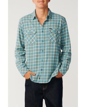 Rip Curl Check Cotton Button-Up Shirt - Blue