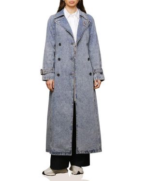 Avec Les Filles Relaxed Maxi Denim Trench Coat - Gray