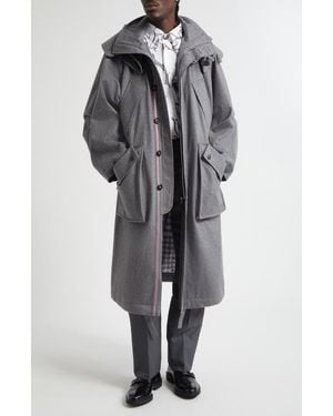 Thom Browne Waterproof Cashmere Parka With Removable Hood - Gray