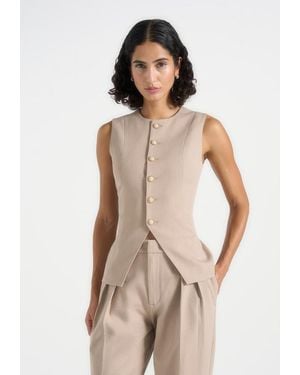 Manière De Voir Maisie Tailored Crew Neck Cinch Waistcoat - Natural