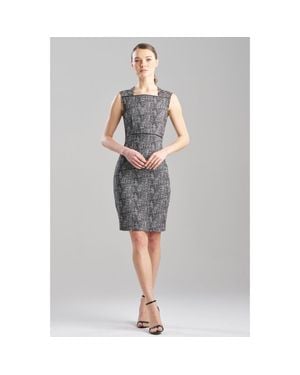 Natori Double Weave Jqd Square Neck Sheath Dress - Gray
