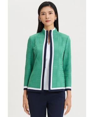 Ming Wang Heritage Contrast Trim Knit Jacket - Green