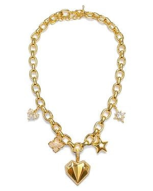 LA MENO Sweetheart Charm Necklace - Metallic